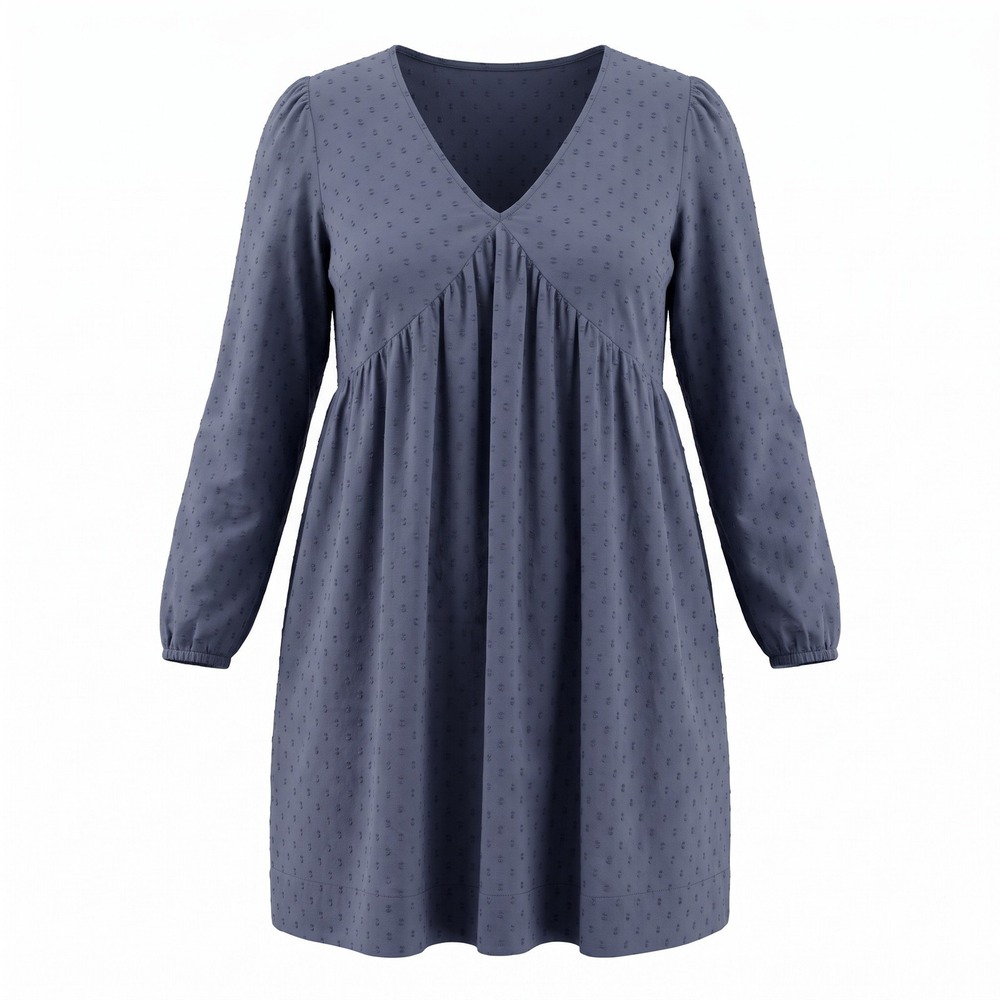 Old Navy M Womens Blue Swiss Dot Long Sleeve Babydoll Dress Boho Casual